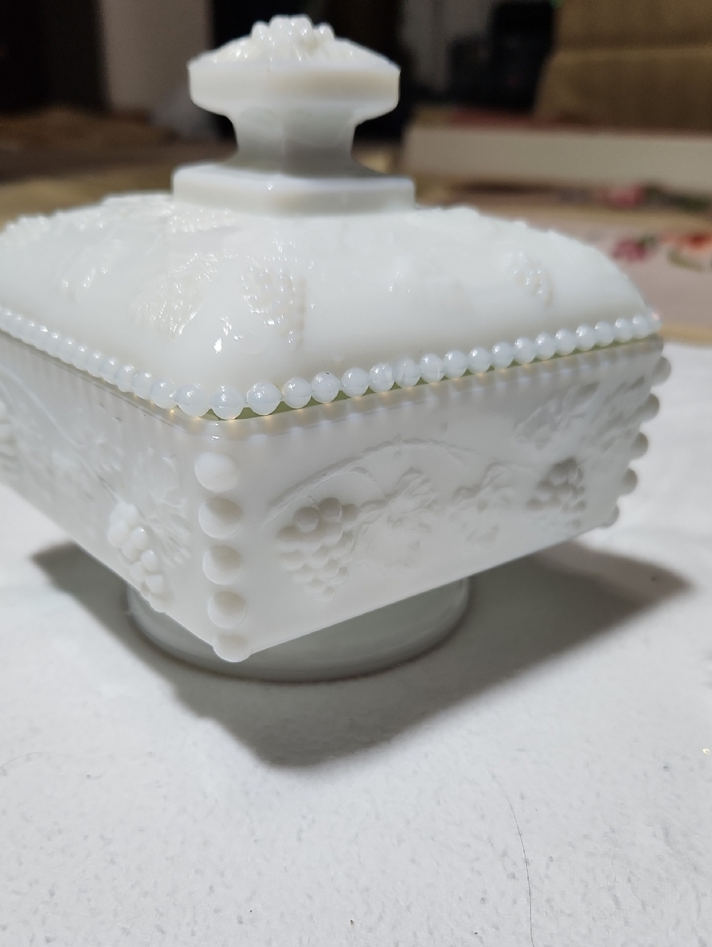 Westmoreland White Milk Glass Covered Candy Dish